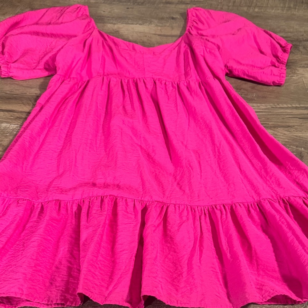 Nine West Pink Puff Sleeve Casual Dress - Size XL - Picture 6 of 12